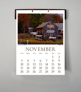 2024 Coastal New England Calendar with handcrafted hardwood hanger