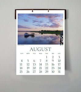 2024 Coastal New England Calendar with handcrafted hardwood hanger