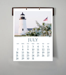2024 Coastal New England Calendar with handcrafted hardwood hanger