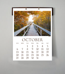 2024 Coastal New England Calendar with handcrafted hardwood hanger